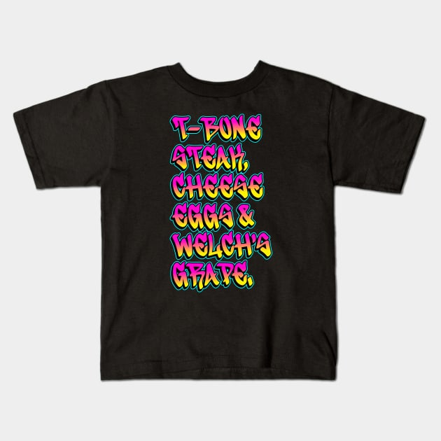 Guest Check - T-Bone Steak, Cheese Eggs, Welch's Grape Kids T-Shirt by idjie